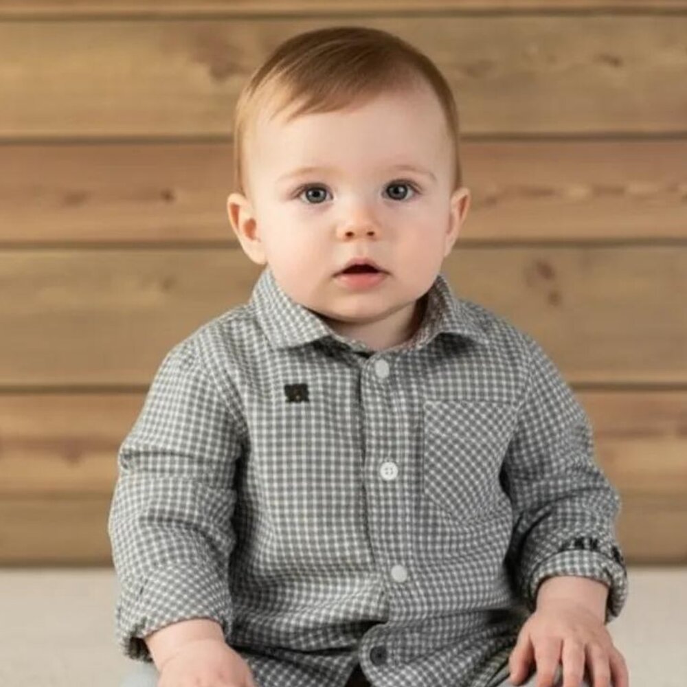 Mexx Plaid Front and Back Print Button-Down Cotton Shirt size 9-12 Months